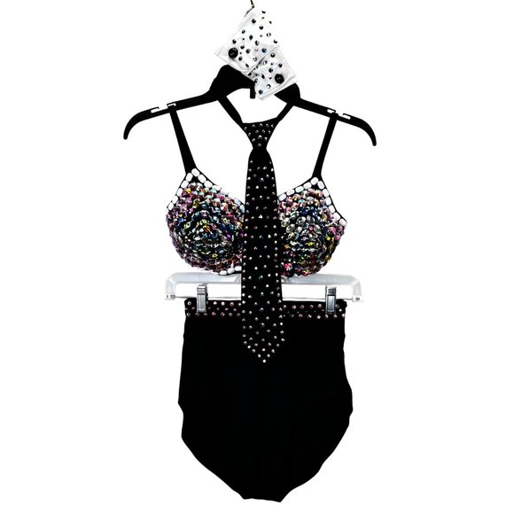 Glamour Costumes Jazz Dance SA Small Adult Bra Top Bling High Waisted Brief Cuff - Picture 1 of 11